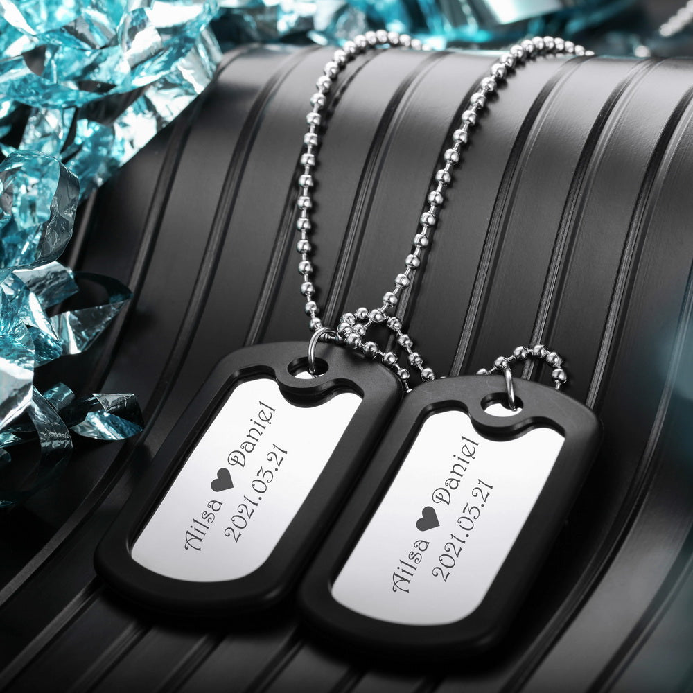 Personalized Double Military Dog Tag Necklace With Picture-JUUR Personalized Jewelry