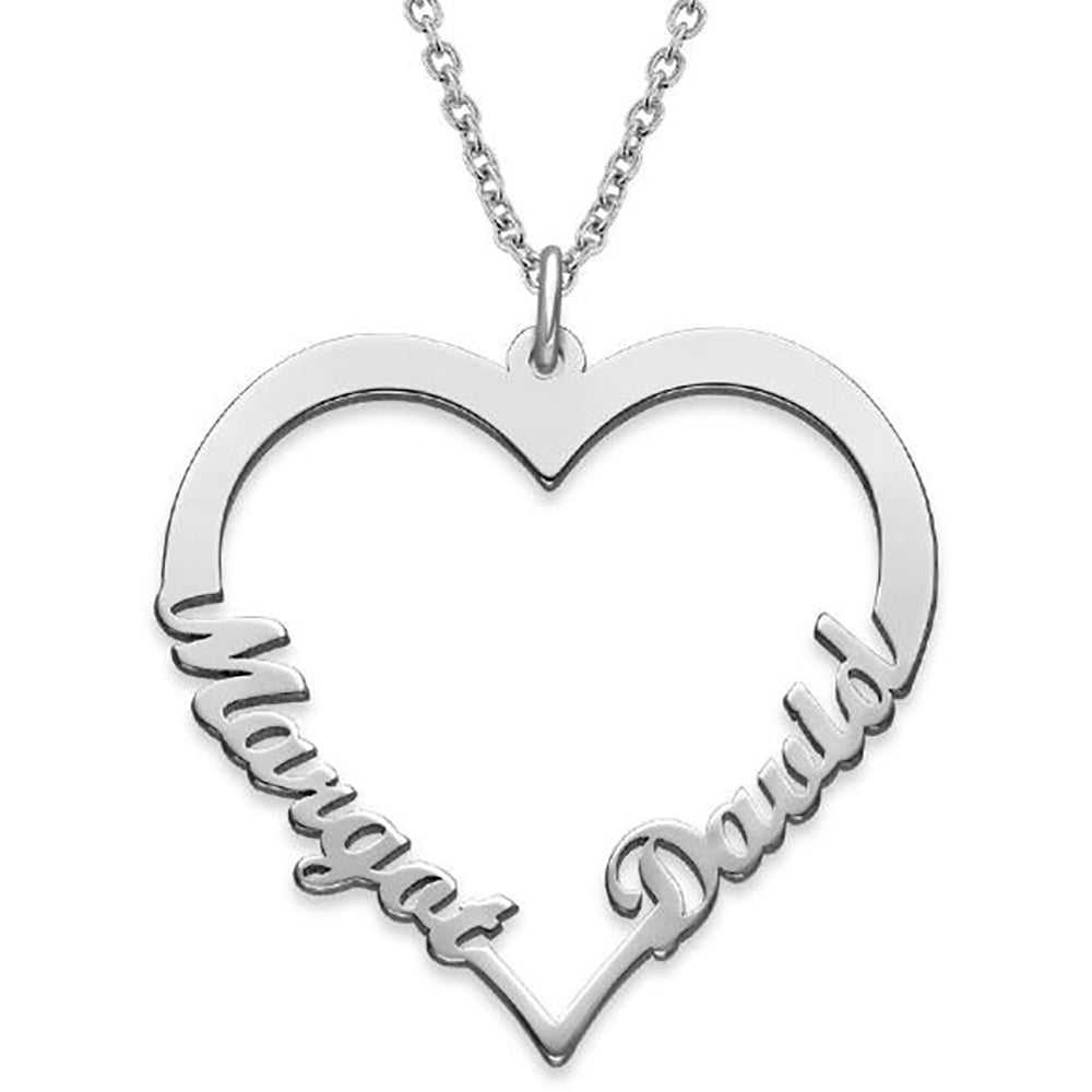 Personalized 2 Name Heart Necklace for Women-JUUR Personalized Jewelry