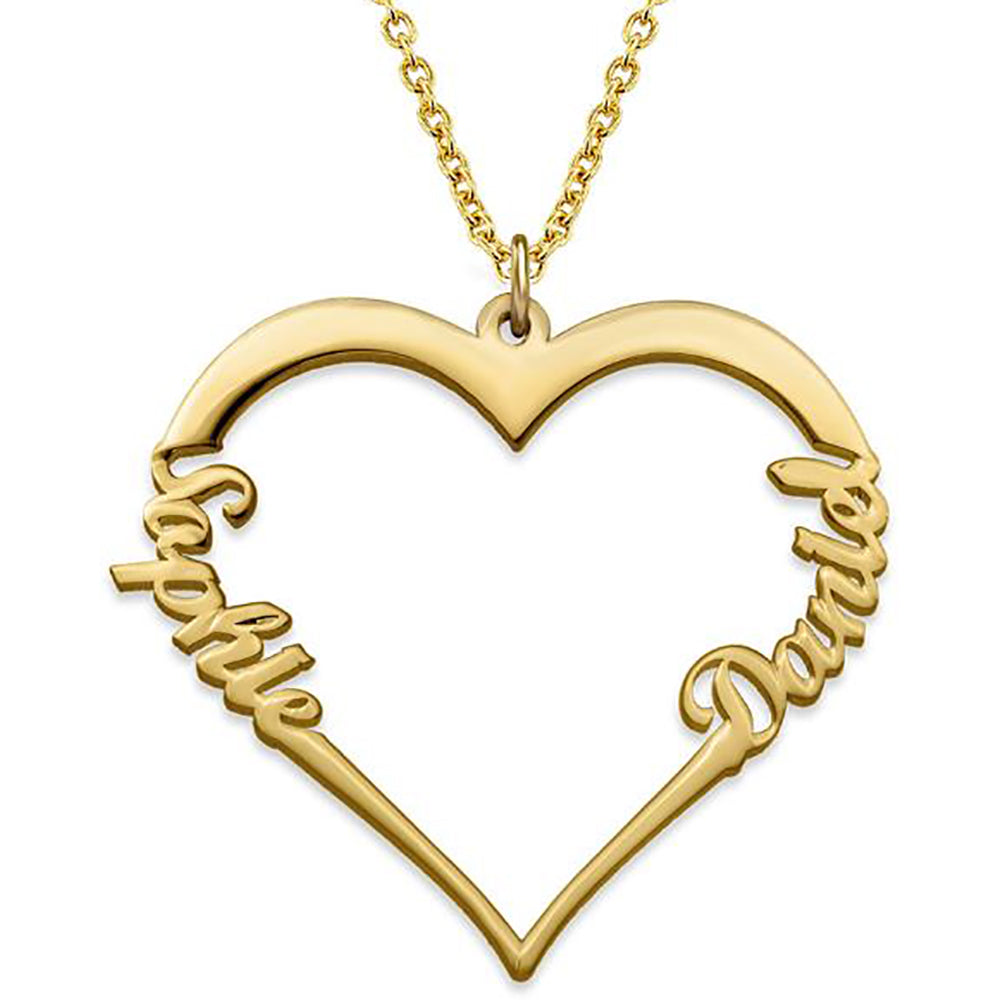 Personalized 2 Name Heart Necklace for Women-JUUR Personalized Jewelry