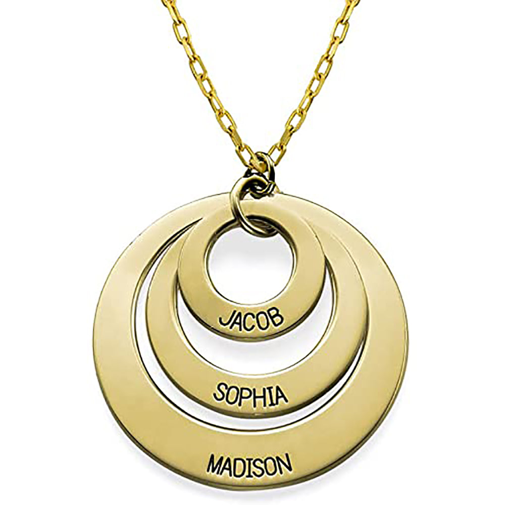 Personalized Engraved Family Stacked Circle Necklace Sterling Silver-JUUR Personalized Jewelry