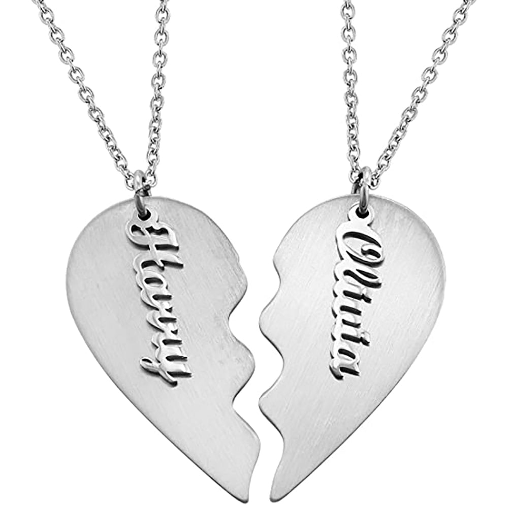 Personalized Couple Heart Necklace for Men Women-JUUR Personalized Jewelry