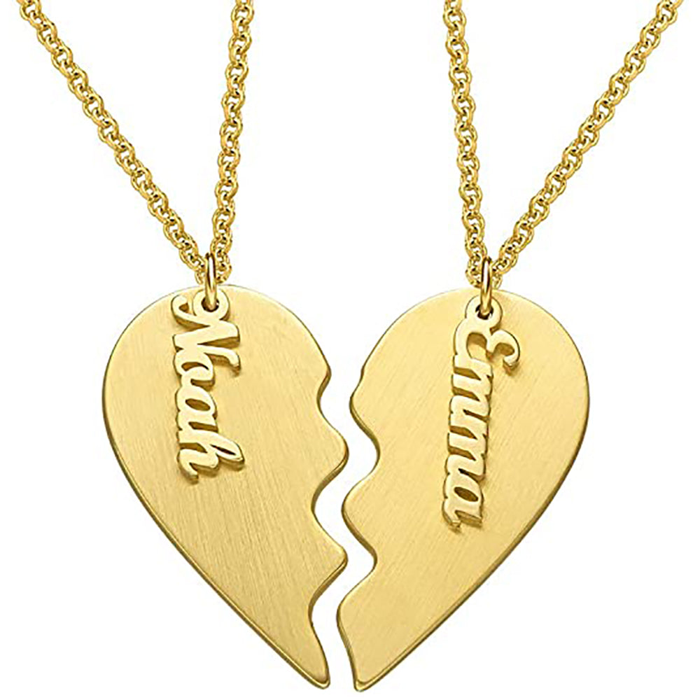 Personalized Couple Heart Necklace for Men Women-JUUR Personalized Jewelry