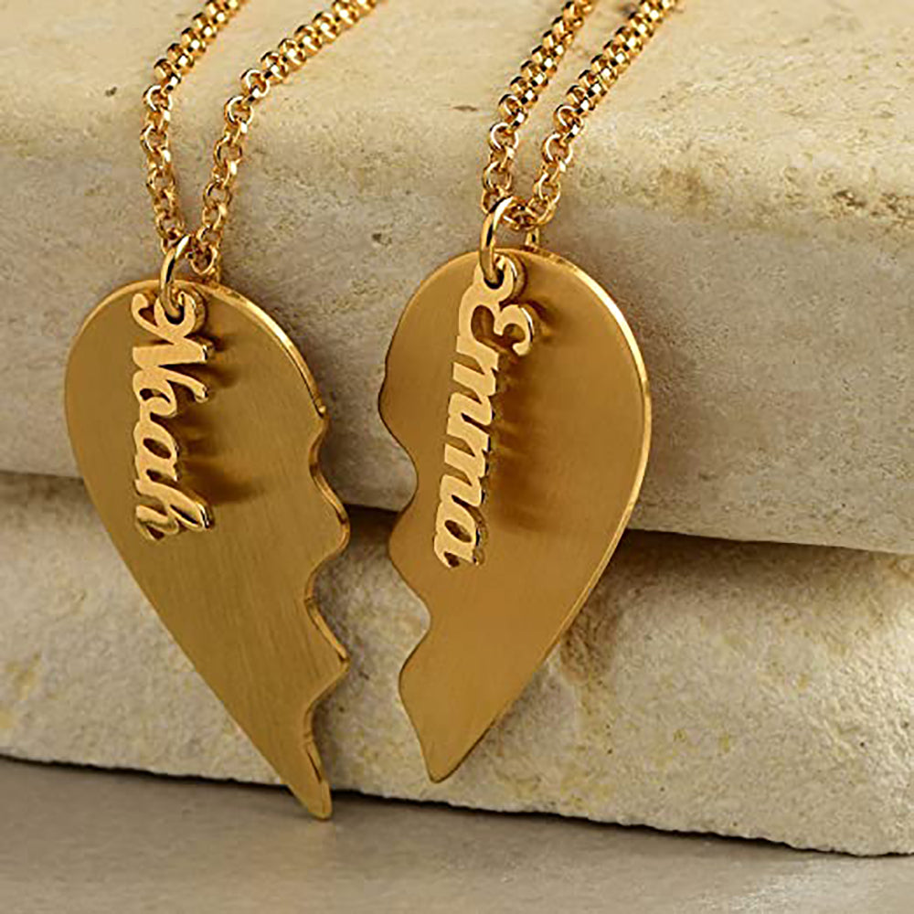 Personalized Couple Heart Necklace for Men Women-JUUR Personalized Jewelry