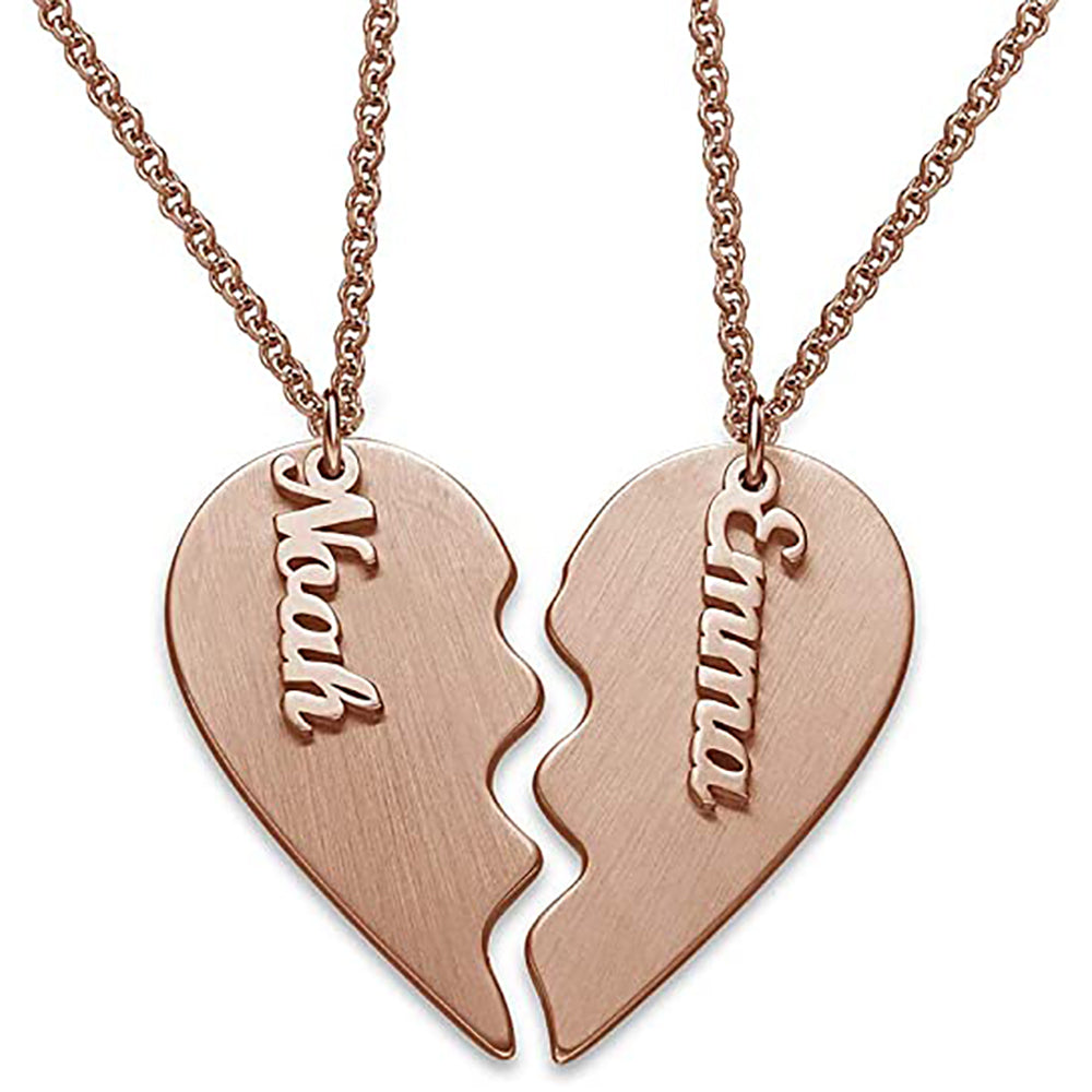 Personalized Couple Heart Necklace for Men Women-JUUR Personalized Jewelry