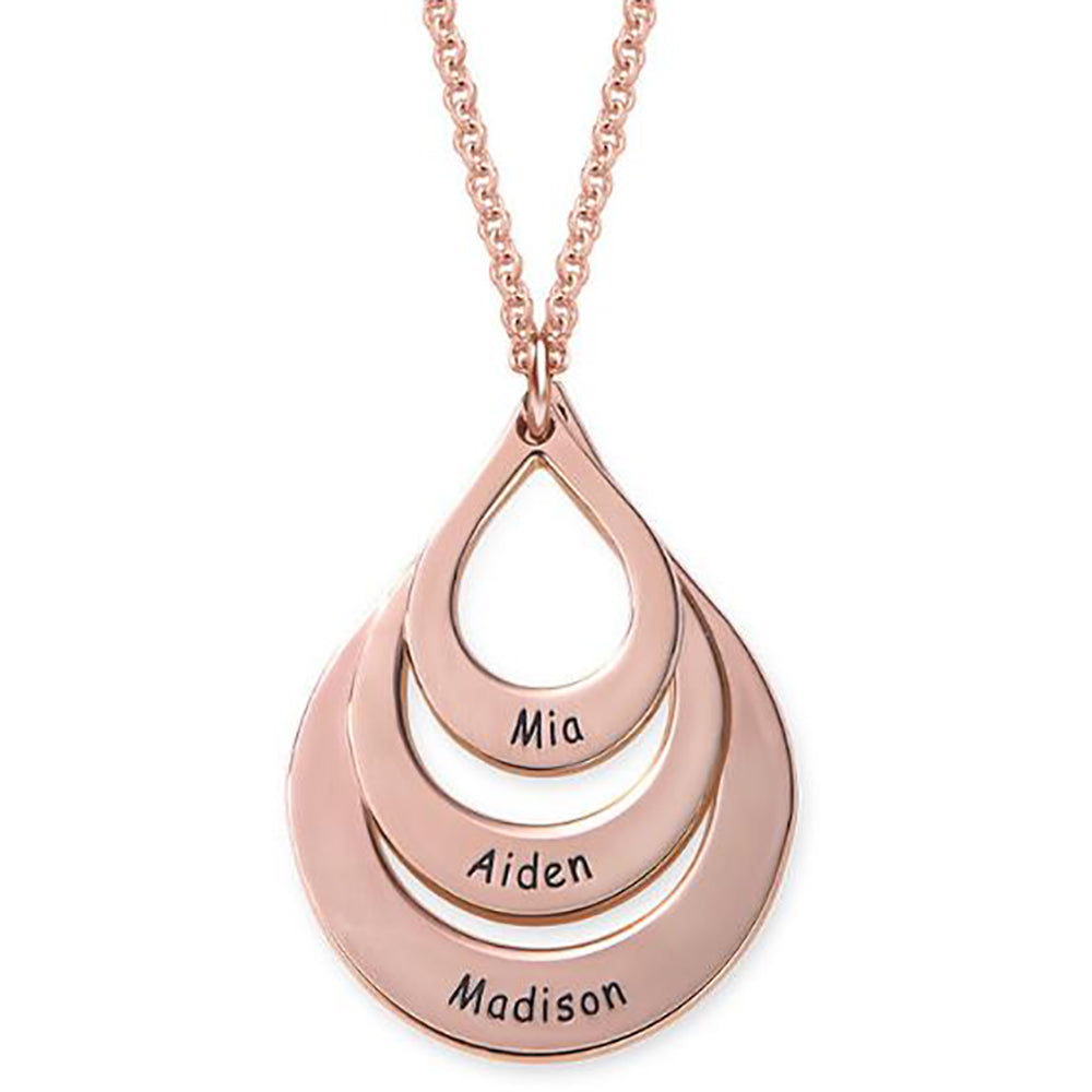 Personalized Engraved Family Necklace Drop Shaped in 925 Sterling Silver-JUUR Personalized Jewelry