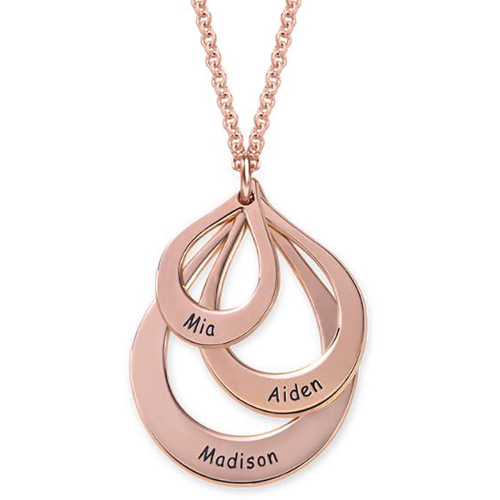 Personalized Engraved Family Necklace Drop Shaped in 925 Sterling Silver-JUUR Personalized Jewelry