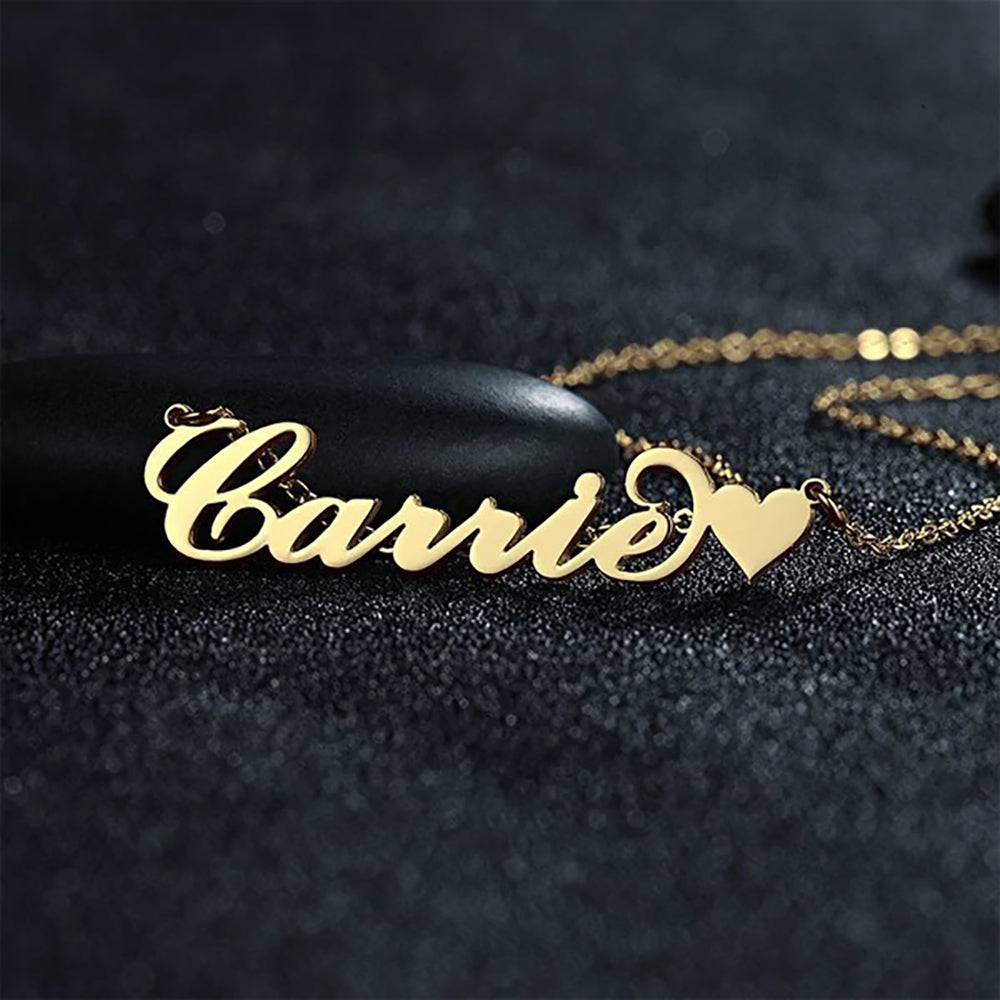 Custom Name Necklace with Little Heart Unique Gift for Couple-JUUR Personalized Jewelry