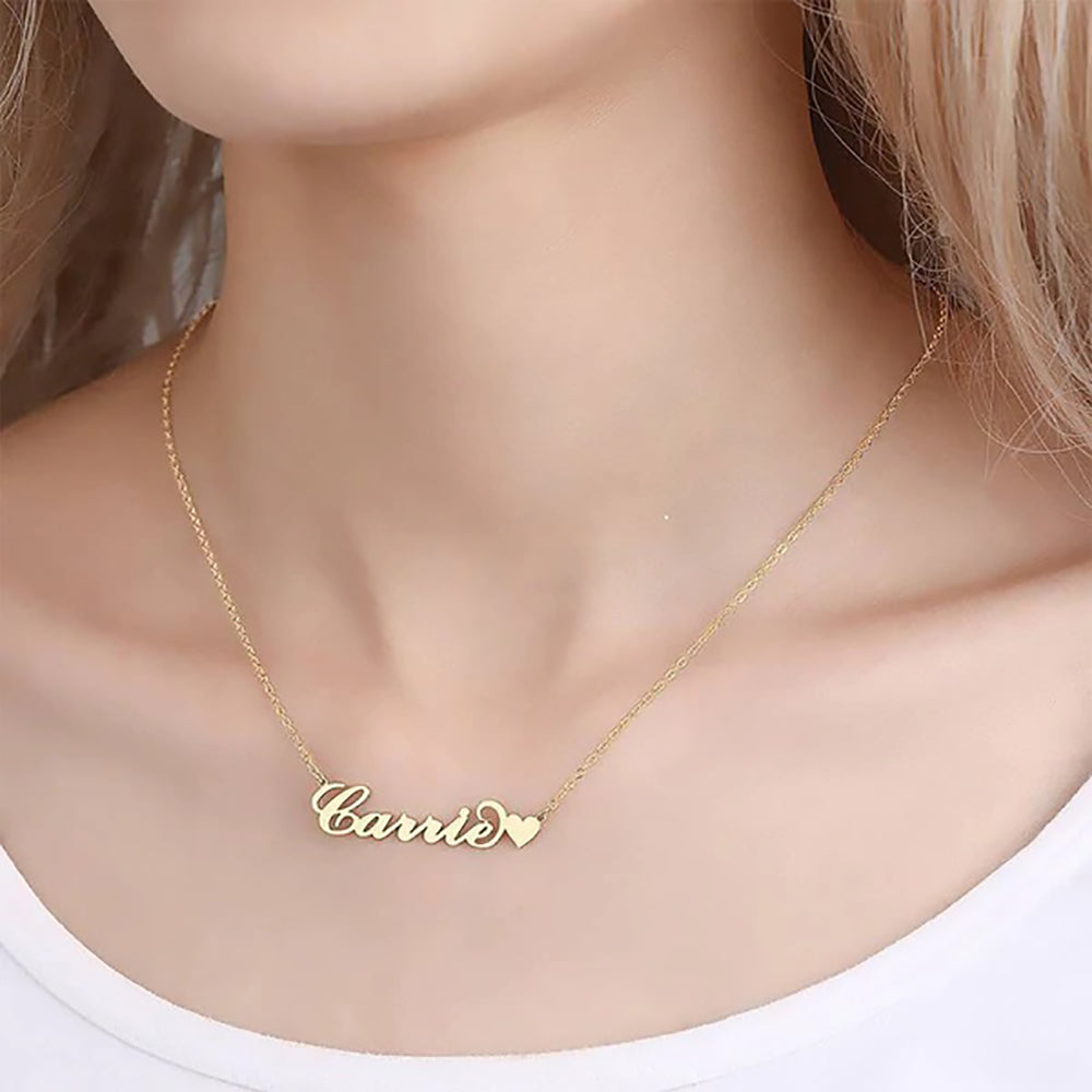 Custom Name Necklace with Little Heart Unique Gift for Couple-JUUR Personalized Jewelry