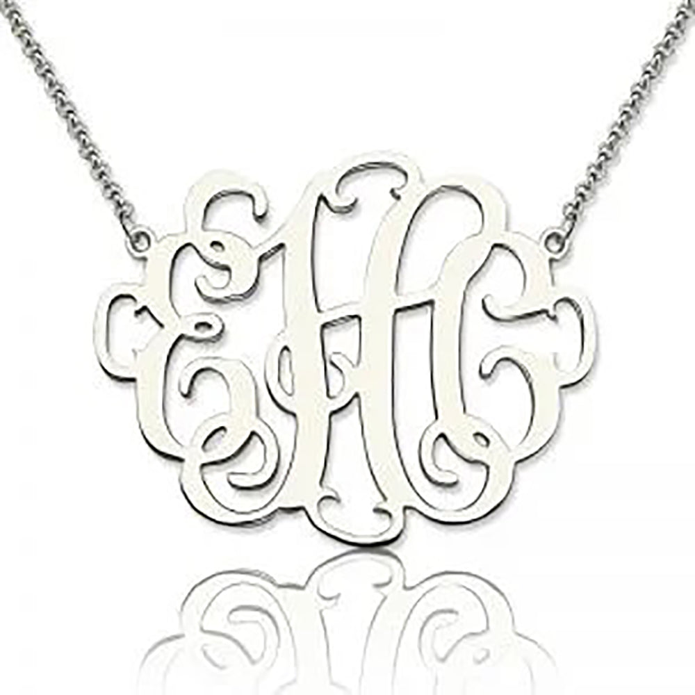 Personalized Stylish Monogram Necklace in 925 Sterling Silver-JUUR Personalized Jewelry