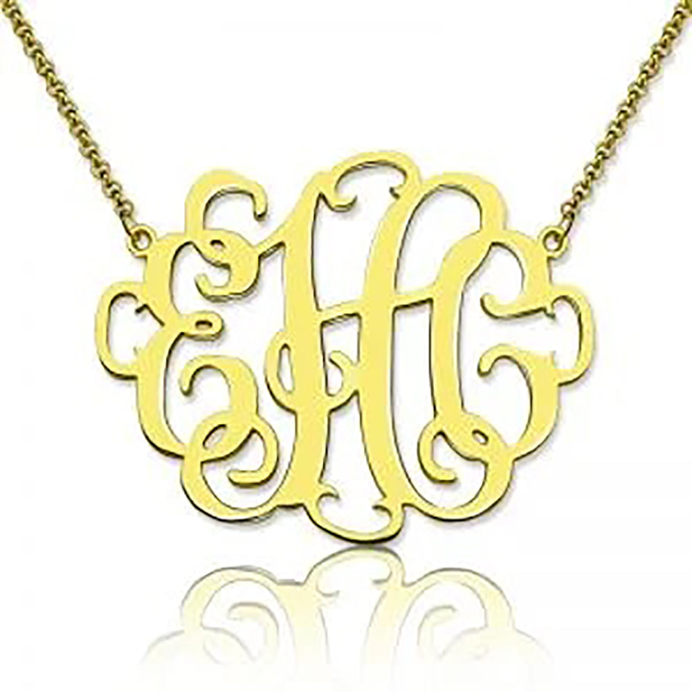 Personalized Stylish Monogram Necklace in 925 Sterling Silver-JUUR Personalized Jewelry