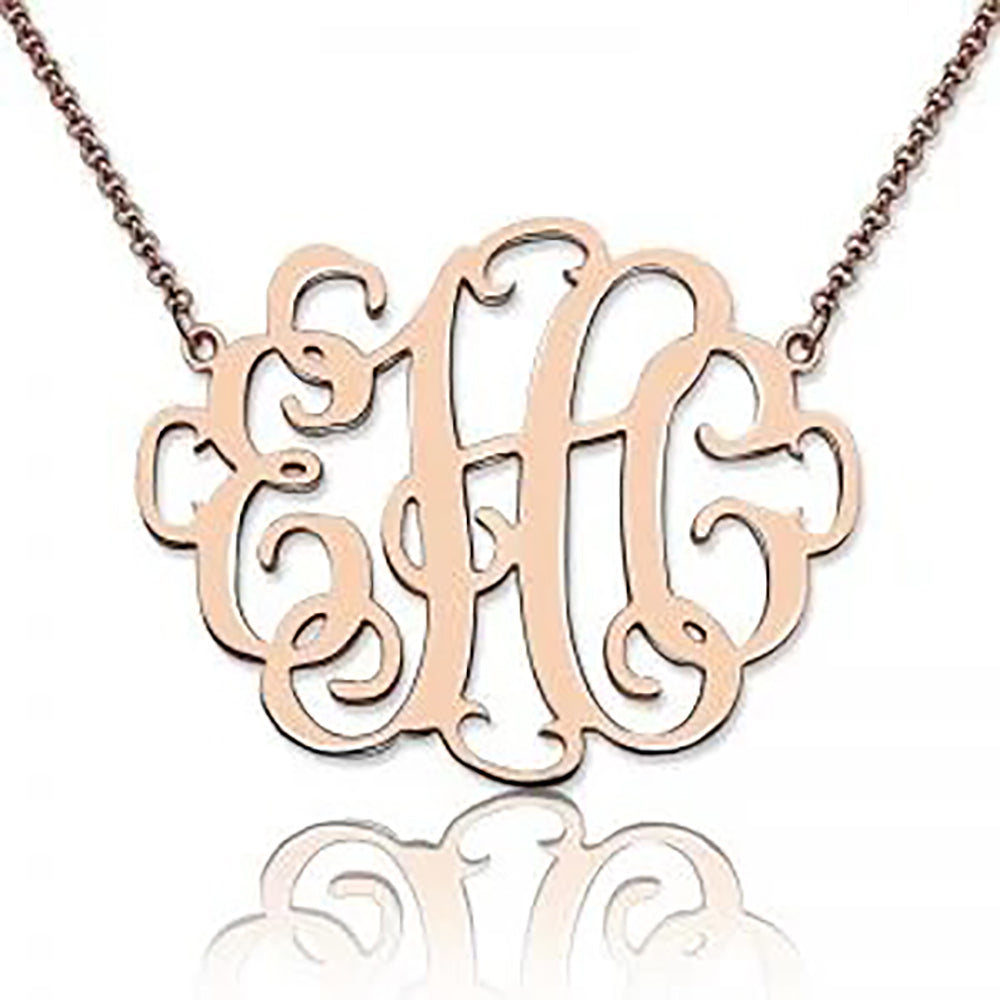 Personalized Stylish Monogram Necklace in 925 Sterling Silver-JUUR Personalized Jewelry