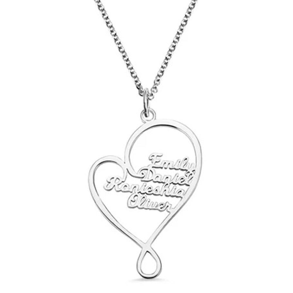 Personalized Heart and Hug Necklace for Mom-JUUR Personalized Jewelry