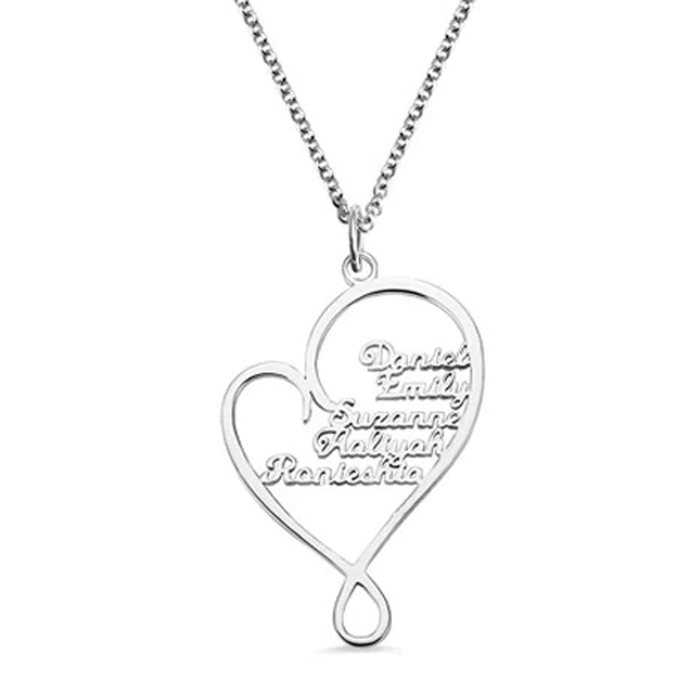 Personalized Heart and Hug Necklace for Mom-JUUR Personalized Jewelry