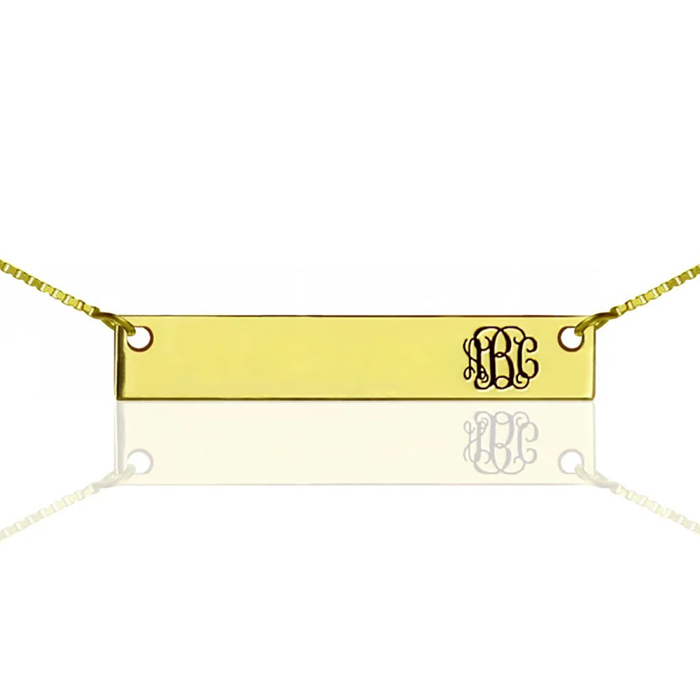 Personalized Engraved Monogram Initial Bar Necklace in 925 Sterling Silver-JUUR Personalized Jewelry